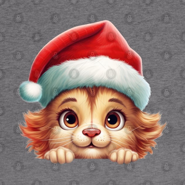 Christmas Peeking Baby Lion by Chromatic Fusion Studio